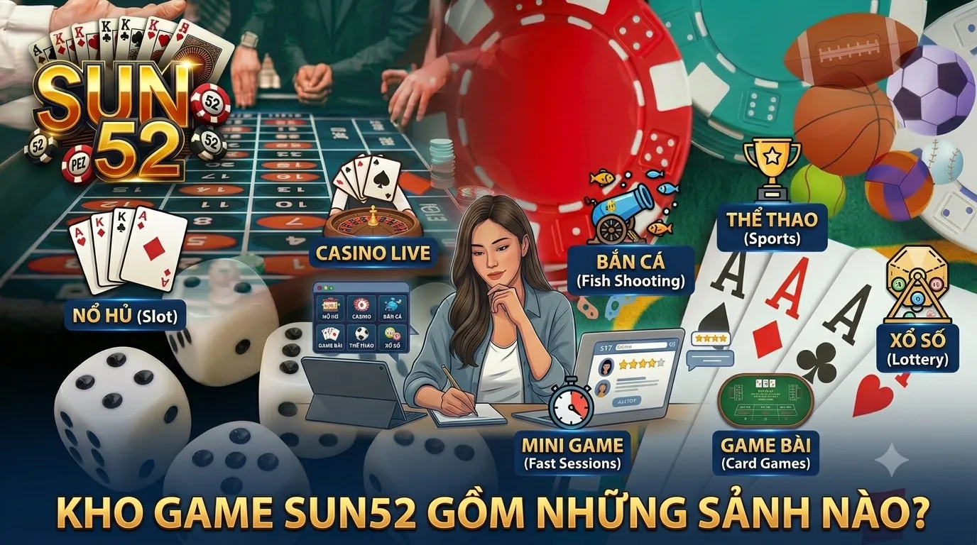 Sun52 – Cổng Game Nổ Hũ, Casino Live, Bắn Cá 2026 40 Các sảnh game chính trên trang chủ Sun52